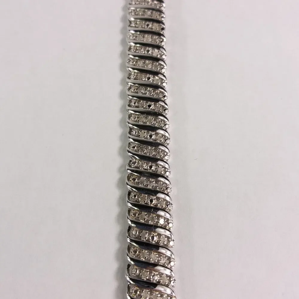 JWBR Renaissance 925 Sterling Silver and Diamond Tennis Bracelet 7.25 " w/Box - Picture 4 of 10